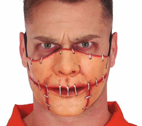 Stitched sewn shut mouth - sewn, half