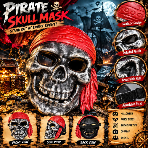 Scary skull mask red - scary,