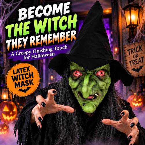 Halloween witch mask latex - witch,